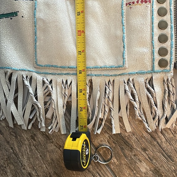 Double D Ranch Tan Leather Jacket with Studs and Fringe - Picture 10 of 10